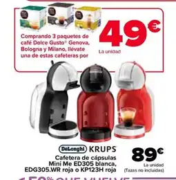 Carrefour DELONGHI Cafetera de cápsulas Mini Me ED305 blanca oferta