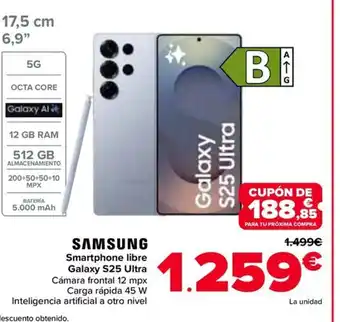 Carrefour SAMSUNG Smartphone libre Galaxy S25 Ultra oferta