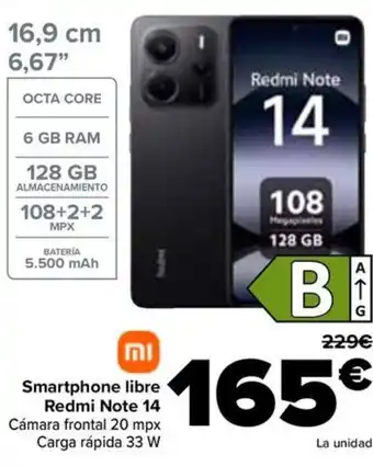 Carrefour Smartphone libre Redmi Note 14 oferta