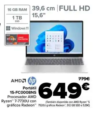 Carrefour HP Portátil 15-FC0008NS oferta