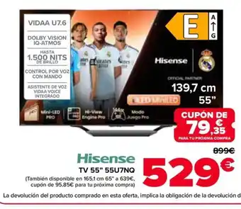 Carrefour HISENSE TV 55" 55U7NQ oferta