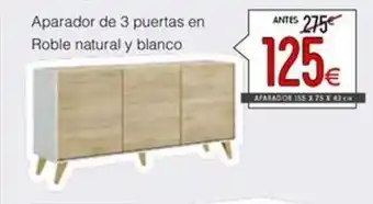 Atrapamuebles Aparador de 3 puertas en Roble natural y blanco oferta
