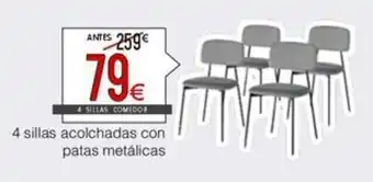 Atrapamuebles 4 sillas acolchadas con patas metálicas oferta