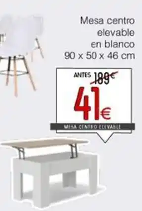 Atrapamuebles Mesa centro elevable en blanco oferta