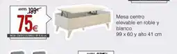 Atrapamuebles Mesa centro elevable en roble y blanco oferta