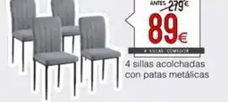 Atrapamuebles 4 sillas acolchadas con patas metálicas oferta
