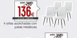 Atrapamuebles 4 sillas acolchadas con patas metálicas oferta