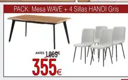 Atrapamuebles Mesa wave + 4 sillas hanoi gris oferta