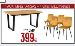 Atrapamuebles Mesa kansas + 4 sillas will mostaza oferta