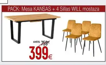 Atrapamuebles Mesa kansas + 4 sillas will mostaza oferta