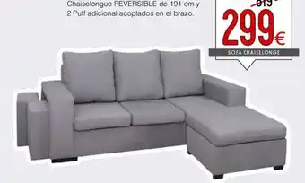 Atrapamuebles Chaiselongue reversible de y 2 puff adicional acoplados en el brazo. oferta