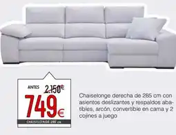 Atrapamuebles Chaiselonge derecha de con asientos deslizantes y respaldos aba- tibles, arcón, convertible en cama y 2 cojines a juego oferta