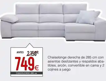 Atrapamuebles Chaiselonge derecha de con asientos deslizantes y respaldos aba- tibles, arcón, convertible en cama y 2 cojines a juego oferta