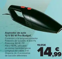 Carrefour Aspirador de auto 12 V 60 W Pro Budget oferta