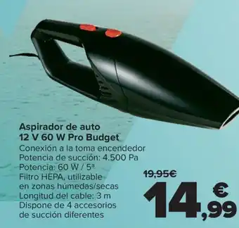 Carrefour Aspirador de auto 12 V 60 W Pro Budget oferta