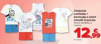 Carrefour Conjunto camiseta + bermuda o short infantil licencias oferta