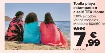 Carrefour TEX Toalla playa estampada o ciselé Home oferta
