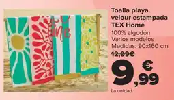 Carrefour TEX Toalla playa velour estampada Home oferta
