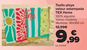 Carrefour TEX Toalla playa velour estampada Home oferta