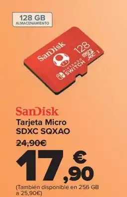 Carrefour SANDISK Tarjeta Micro SDXC SQXAO oferta
