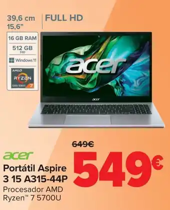 Carrefour ACER Portátil Aspire 3 15 A315-44P oferta