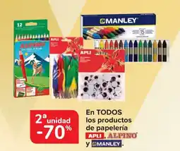 Carrefour APLI, ALPINO y OMANLEY En todos los productos de papelería oferta