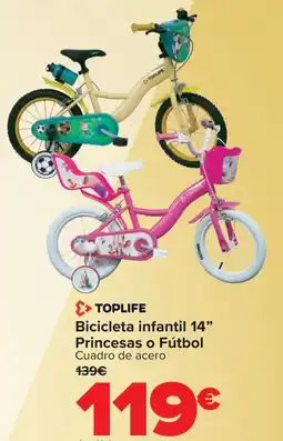 Carrefour TOPLIFE Bicicleta infantil 14" Princesas o Fútbol oferta