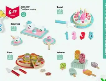 ALDI Mundo diver comida de madera 6,99 pastel 18 piezas unidad anos sims 00 desayuno peras 12 3 6 helados pizza 19 pi oferta