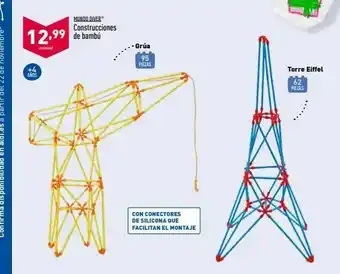 ALDI Mundo diver construcciones 12,99 de bambú unidad grúa 95 piezas +4 anos torre eiffel 62 piezas con conectores de sili oferta