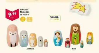 ALDI E mundo diver matrioskas de madera 9.99 unidad +3 as tamaños: 11 - 3,5 cm per 089. u animales belén oferta