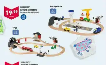 ALDI Mundo diver circuito de madera funciona con pilas aaa (includes +3 anos aeropuerto 43 piezas 19,99 unidad కట tren 60 oferta