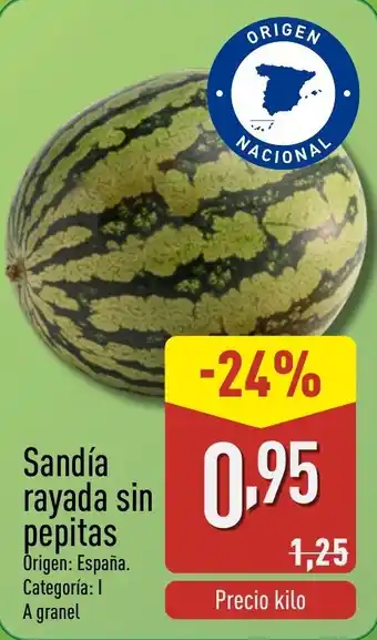 ALDI Sandía rayada sin pepitas oferta