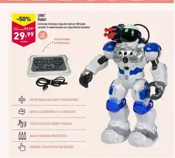 ALDI Simba robot control por infrarrojos carga del robot por usb cable -50% ..59,99" incluidoſ. el mando funciona con 2 plas a oferta