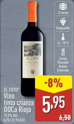 ALDI EL COTO Vino tinto crianza DOCa Rioja oferta