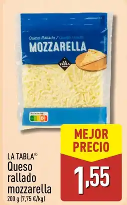ALDI LA TABLA Queso rallado mozzarella oferta