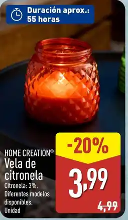 ALDI HOME CREATION Vela de citronela oferta