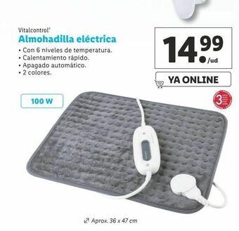 Lidl Almohadilla eléctrica vitalcontrol oferta