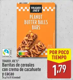 ALDI TRADER JOE'S Barritas de cereales con crema de cacahuete y cacao oferta