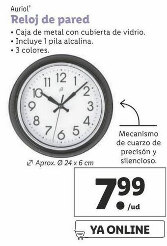 Lidl Reloj de pared auriol oferta