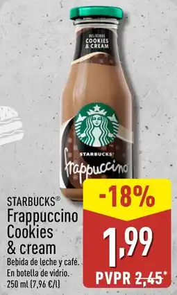ALDI STARBUCKS Frappuccino Cookies & cream oferta