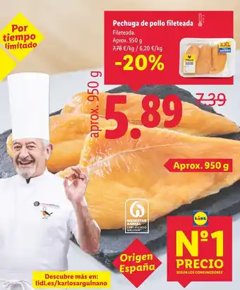 Lidl Pechuga de pollo fileteada oferta