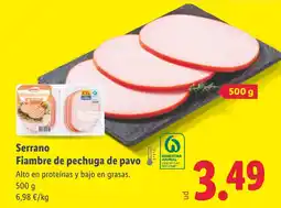 Lidl Serrano Fiambre de pechuga de pavo oferta