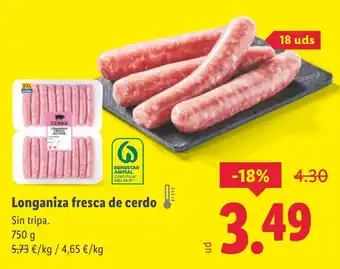 Lidl Longaniza fresca de cerdo oferta