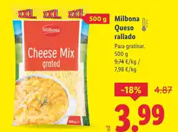 Lidl MILBONA Queso rallado oferta