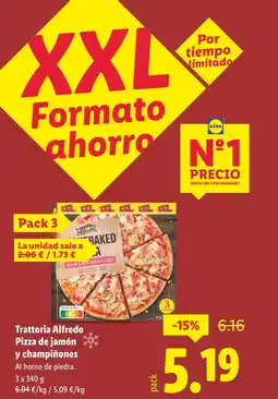 Lidl Trattoria Alfredo Pizza de jamón y champiñones oferta