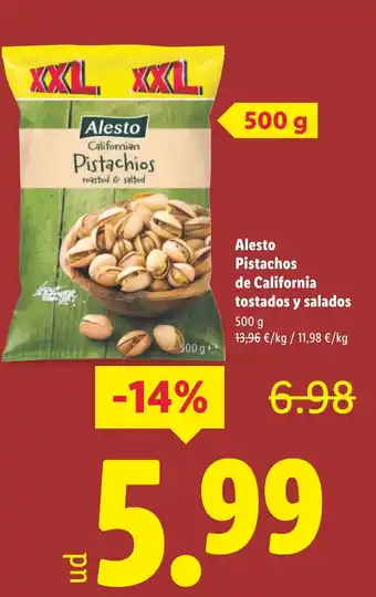 Lidl ALESTO Pistachos de California tostados y salados oferta