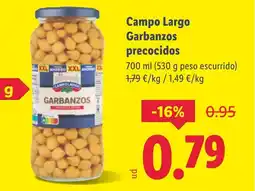 Lidl Campo Largo Garbanzos precocidos oferta