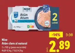 Lidl NIXE Atún claro al natural oferta