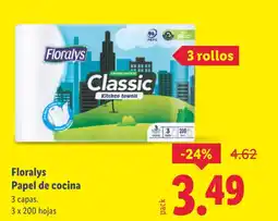 Lidl FLORALYS Papel de cocina oferta