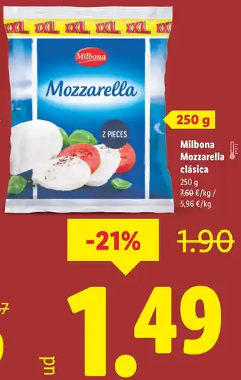 Lidl MILBONA Mozzarella clásica oferta